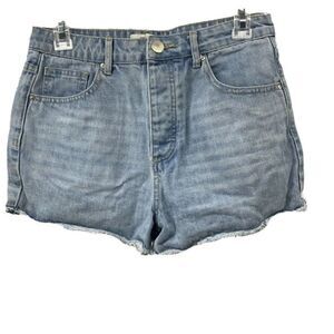 High Rise Button Front Denim Shorts Size 27